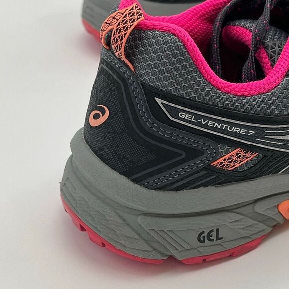 ASICS Womens Running Shoes 6.5 Black Pink Gel-Venture 7 Trail Arhletic Sneakers - Picture 13 of 15
